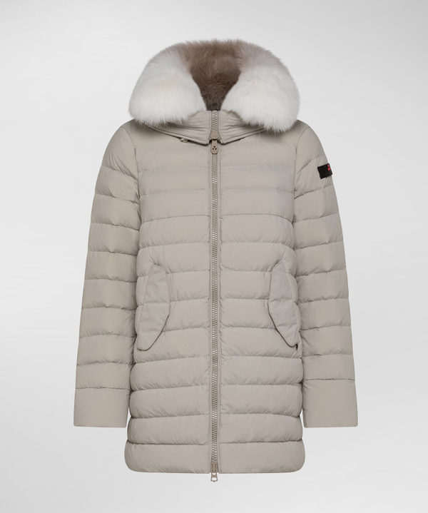 Long down jacket with fur in color tone - Peuterey