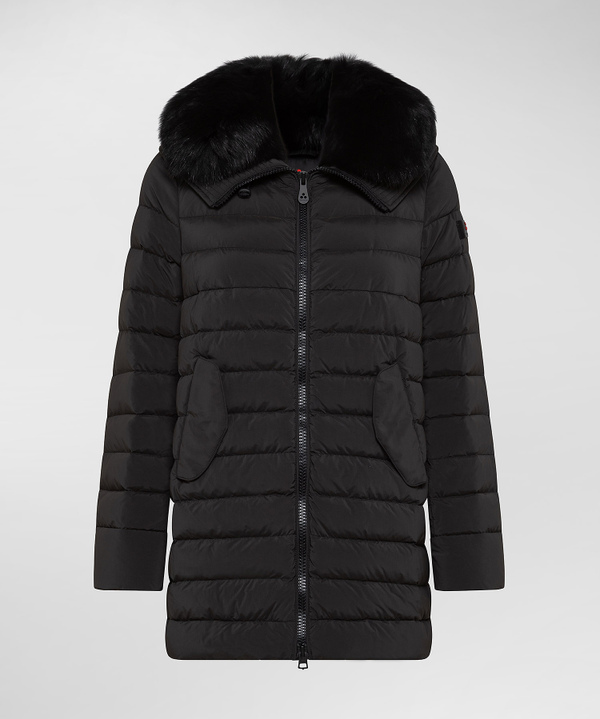 Long down jacket with fur in color tone - Peuterey