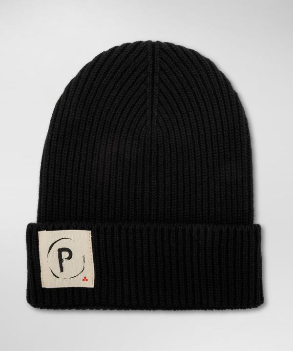 Wool blend tricot hat with Peuterey.Plurals logo - Peuterey