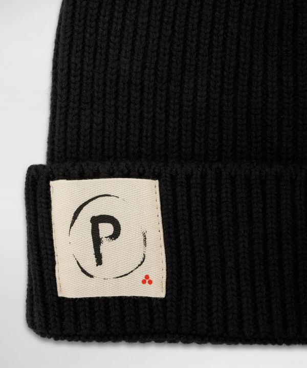 Wool blend tricot hat with Peuterey.Plurals logo - Peuterey