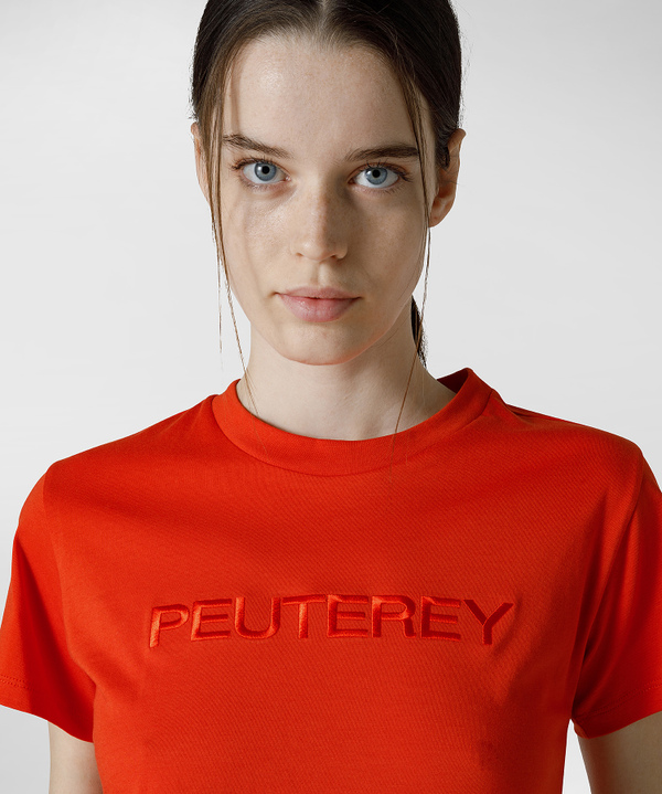 T-shirt in jersey di cotone con lettering logo - Peuterey