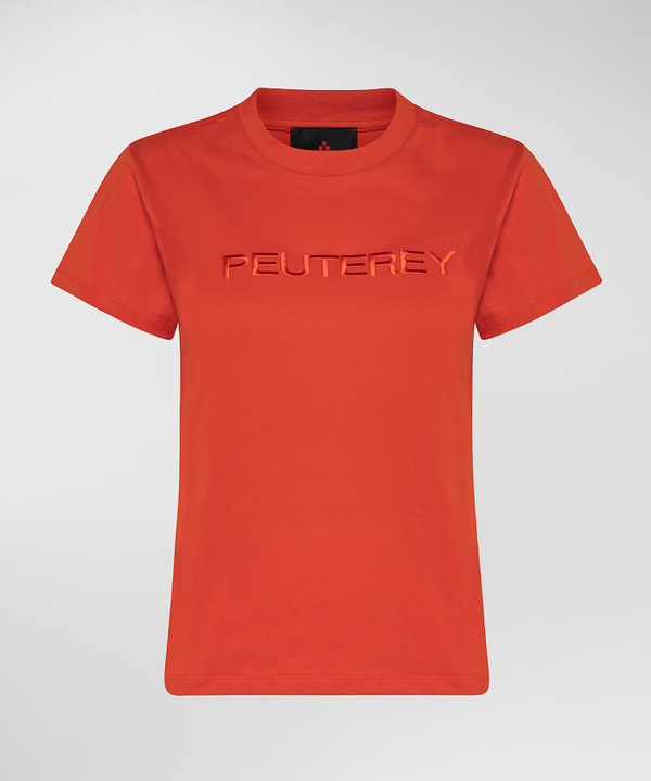 T-shirt in jersey di cotone con lettering logo - Peuterey