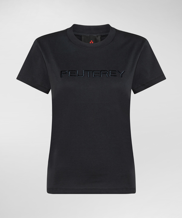 T-Shirt aus Baumwolljersey mit Schriftzug-Logo - Peuterey