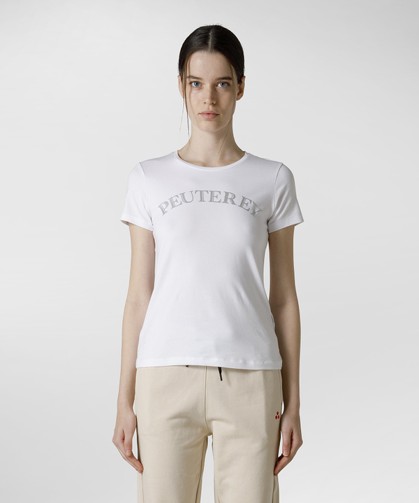 T-shirt con stampa logo dall’effetto metallico - Peuterey