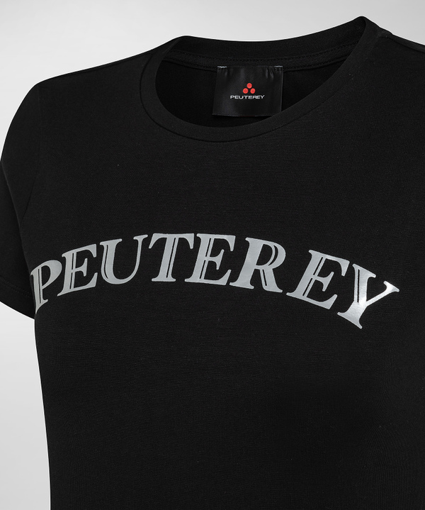 T-Shirt mit Logo-Aufdruck im Metallic-Effekt - Peuterey