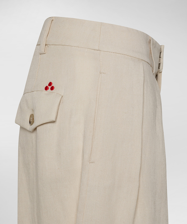 Wide-leg mixed linen and viscose Bermuda shorts - Peuterey