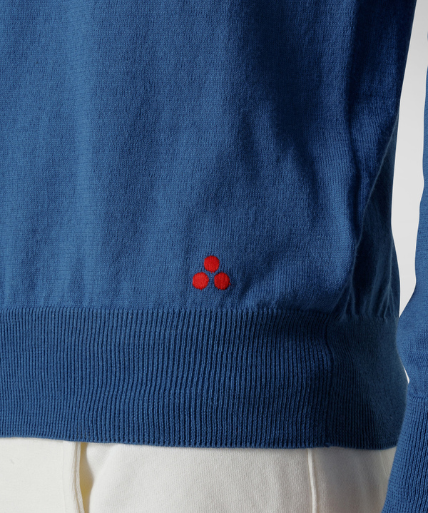 Knitted fabric sweater with small, embroidered logo - Peuterey