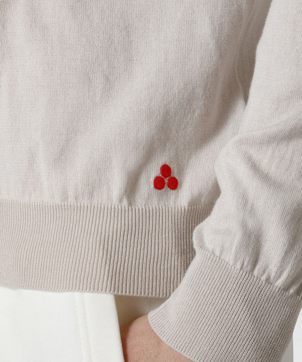 Knitted fabric sweater with small, embroidered logo - Peuterey