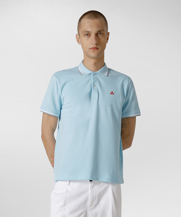 Short-sleeved polo shirt in stretch cotton. - Peuterey