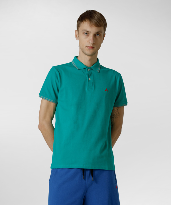 Short-sleeved polo shirt in stretch cotton. - Peuterey