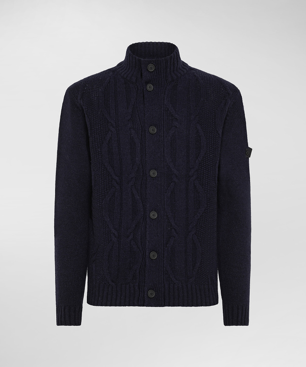 Cardigan in tricot di lana con disegno treccia - Peuterey