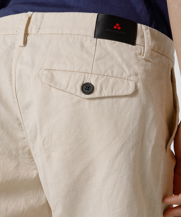 Slim-fit cotton and linen Bermuda shorts - Peuterey