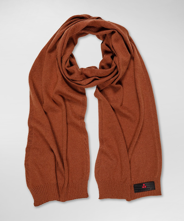 Wool blend knitted scarf with logo-bearing strip - Peuterey