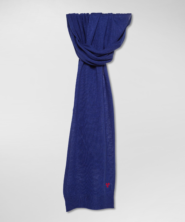 Wool blend tricot scarf with embroidered logo - Peuterey