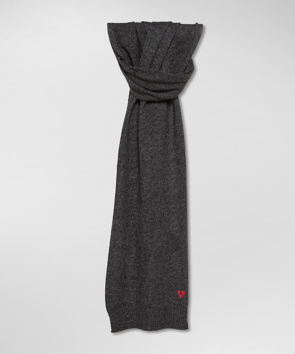 Wool blend tricot scarf with embroidered logo - Peuterey