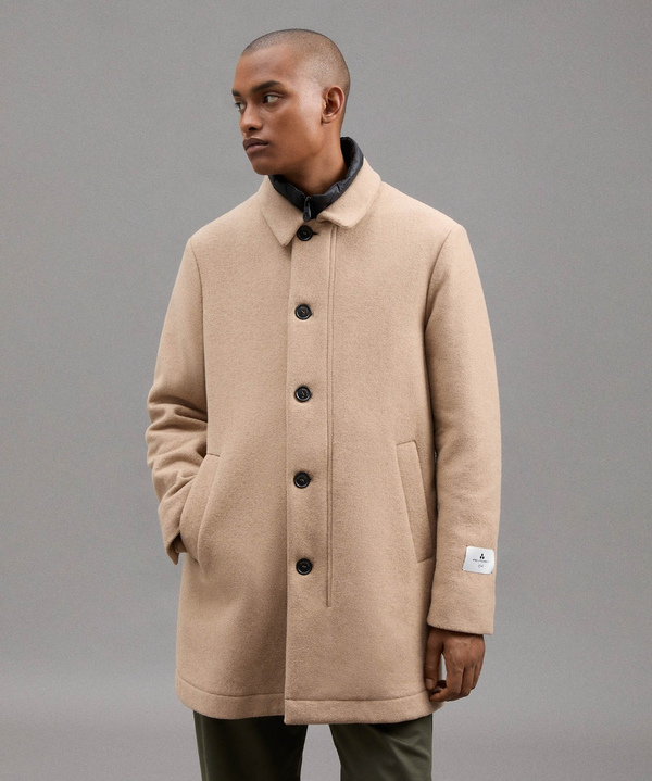 Long Wool Coat With Detachable Bib - Peuterey