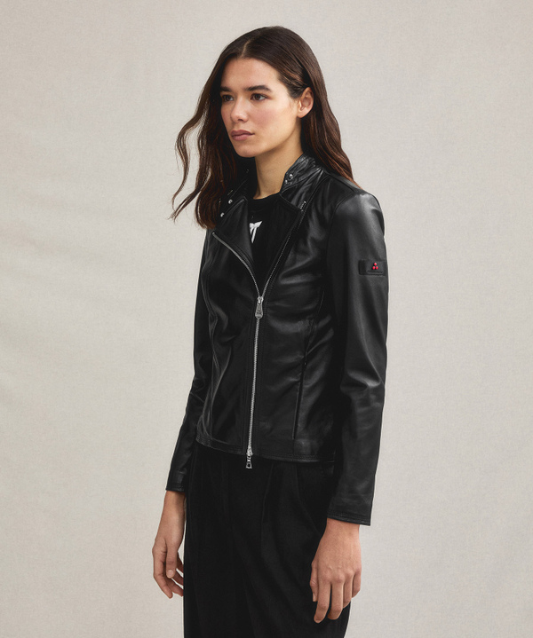 Leather biker jacket with side zip - Peuterey
