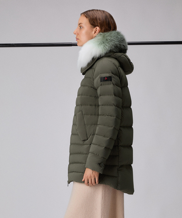 Long down jacket with matching colour fur - Peuterey