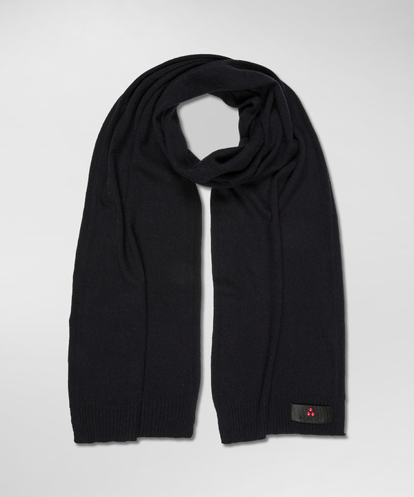 Wool blend knitted scarf with logo-bearing strip - Peuterey