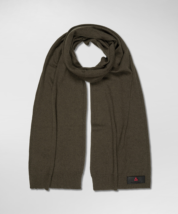 Wool blend knitted scarf with logo-bearing strip - Peuterey