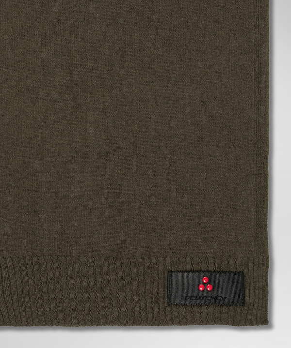 Wool blend knitted scarf with logo-bearing strip - Peuterey
