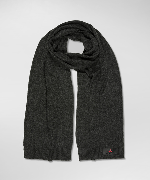 Wool blend knitted scarf with logo-bearing strip - Peuterey