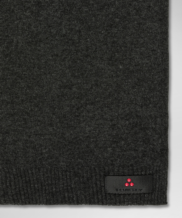 Wool blend knitted scarf with logo-bearing strip - Peuterey