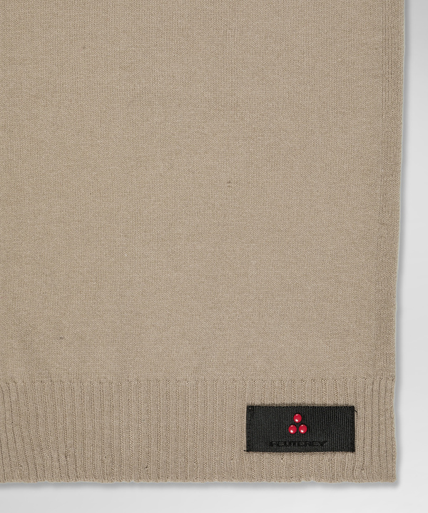 Wool blend knitted scarf with logo-bearing strip - Peuterey