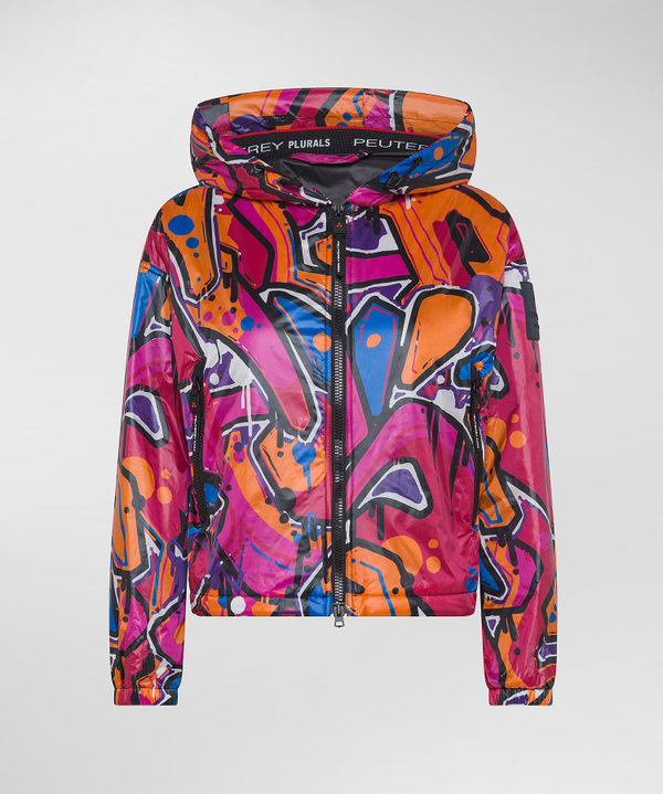 Smooth recycled nylon bomber jacket with all-over print - Peuterey