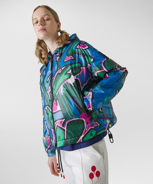 Smooth recycled nylon bomber jacket with all-over print - Peuterey