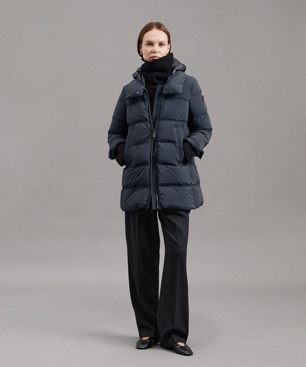 Daunenjacke mit Kapuze aus Kontrastmaterial - Peuterey