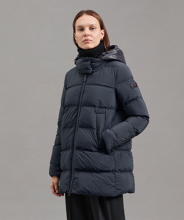 Daunenjacke mit Kapuze aus Kontrastmaterial - Peuterey