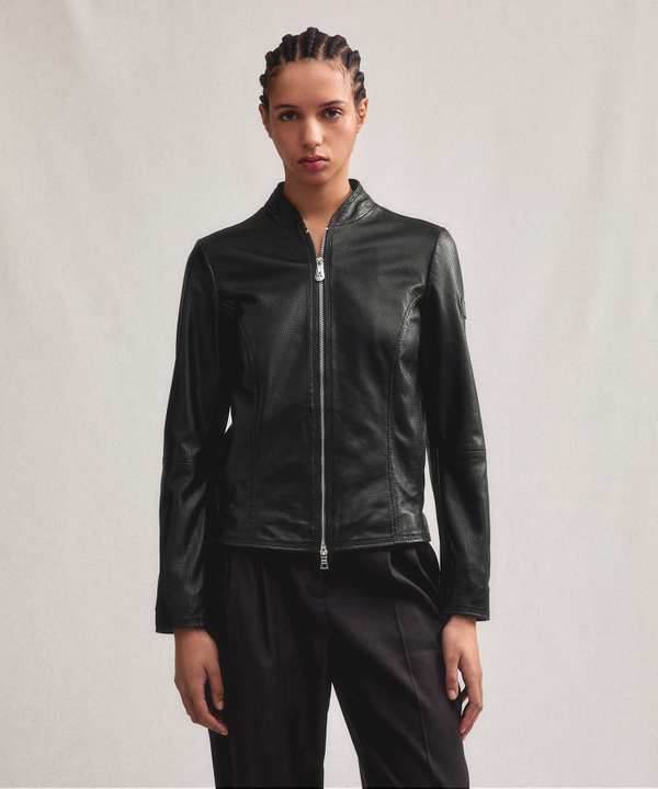 Shiny perforated leather biker jacket - Peuterey
