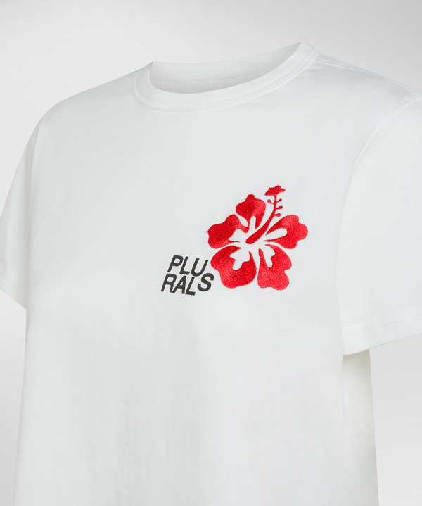 T-shirt with tropical embroidery - Peuterey