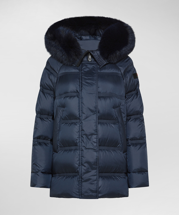 Peuterey Puffer Jacket Con Cappuccio Bordato In Pelliccia