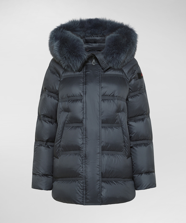 Peuterey Puffer Jacket Con Cappuccio Bordato In Pelliccia