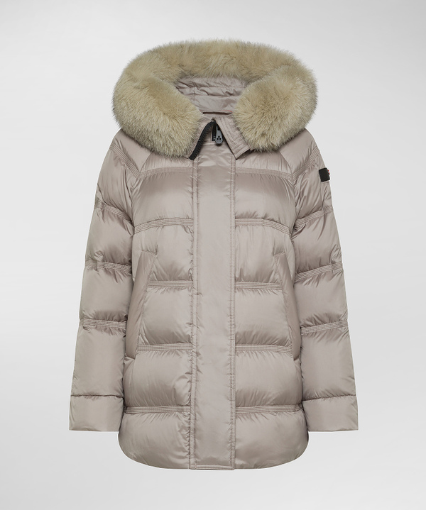 Peuterey Puffer Jacket Con Cappuccio Bordato In Pelliccia