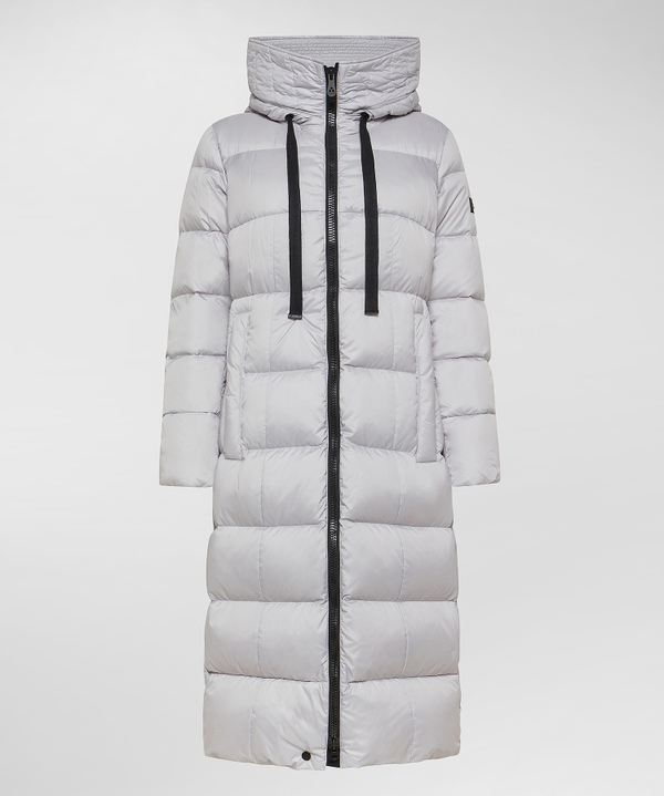 100% Recycled Polyester Long Down Jacket, color Ice Grey | Peuterey