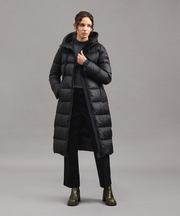 100 recycled polyester long down jacket for women black Peuterey