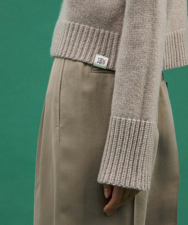 STRANDED CASHMERE BLEND SWEATER - Peuterey