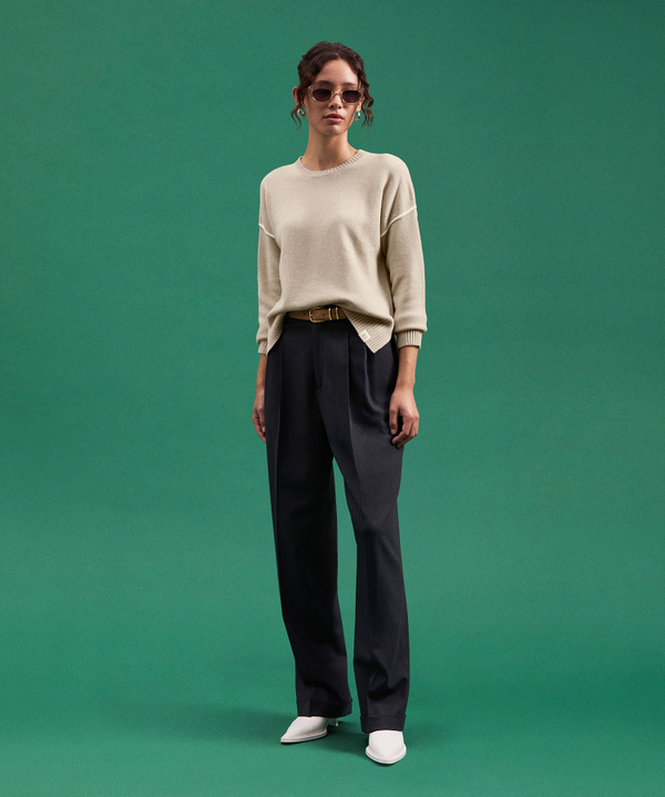 PULLOVER AUS KASCHMIRMISCHUNG MIT KONTRASTREICHEN DETAILS - Peuterey