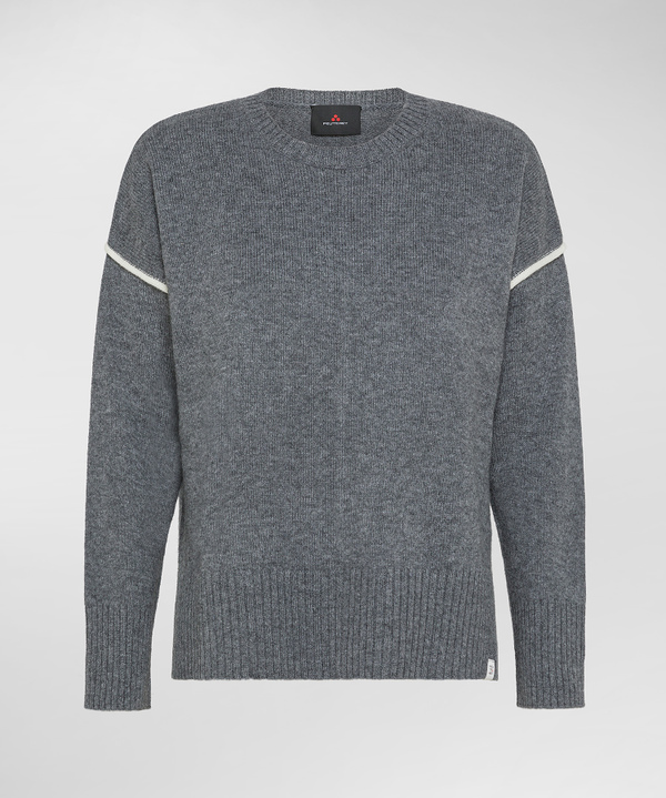 PULLOVER AUS KASCHMIRMISCHUNG MIT KONTRASTREICHEN DETAILS - Peuterey