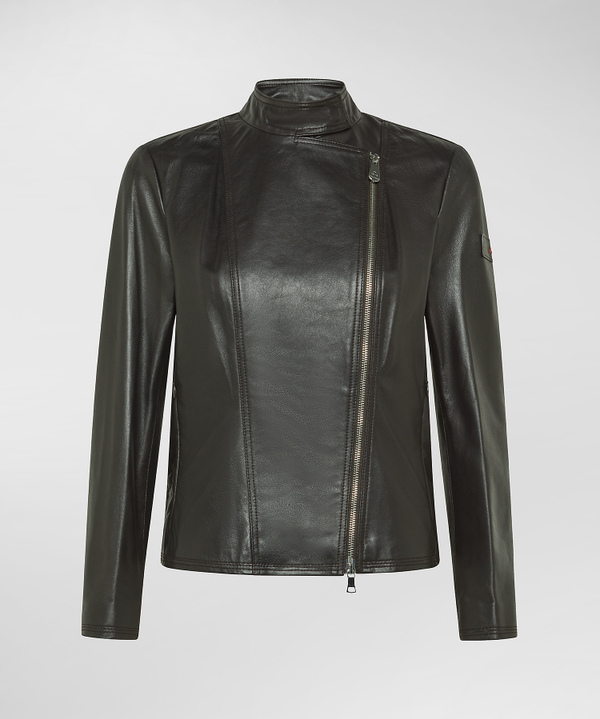 Dyed Nappa leather biker jacket with asymmetrical zip - Peuterey