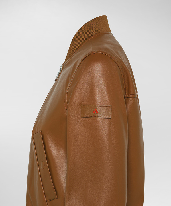 Dyed Nappa leather bomber jacket with knitted details - Peuterey
