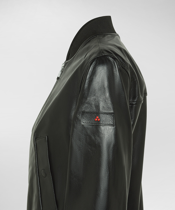 Dyed Nappa leather bomber jacket with knitted details - Peuterey