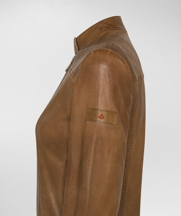 Worn-effect leather biker jacket - Peuterey