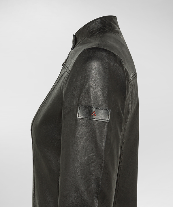 Worn-effect leather biker jacket - Peuterey