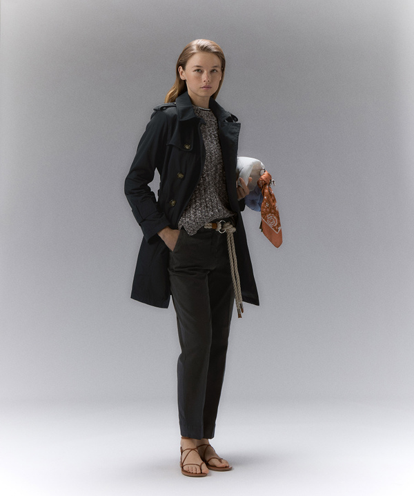 Double-breasted taffeta trench coat with belt - Peuterey