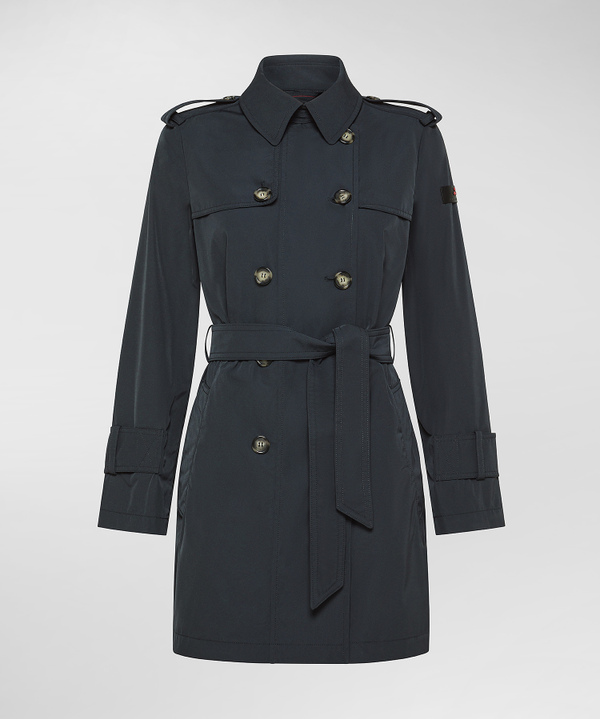 Double-breasted taffeta trench coat with belt - Peuterey