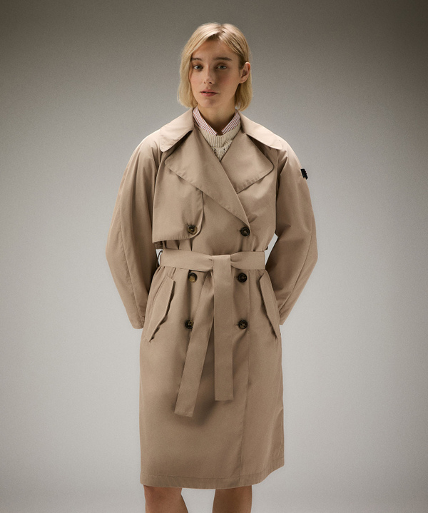 Double-breasted taffeta trench coat with belt - Peuterey